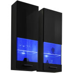 Extreme furniture - vitrine murales suspendue t51, (lxhxp): 40 x 120 x 29, corps en noir mat, faades ...