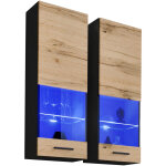 Extreme furniture - vitrine murales suspendue t51, (lxhxp): 40 x 120 x 29, corps en noir mat, faades ...