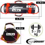 Eyepower - 20kg power bag + 4 poids tanches kettlebell - 20x60 sac de sable musculation