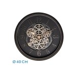 Fabrilamp - horloge murale ardales en cuir marron 40x40x7 cm avec mouvement