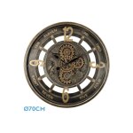 Fabrilamp - horloge murale de padua or / cuir 70x70x8cm engrenage avec mouvement