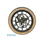 Fabrilamp - horloge murale rubite noir / ch�ne 50x50x5 cm mouvement continu