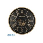 Fabrilamp - horloge de wall trieste black gold 60x60x8 cm engrenages avec mouvement