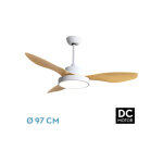 Fabrilamp ? ventilateur de plafond dc 24w ? 3 pales en h�tre ? 6 vitesses ajustables ? 3 temp�ratures ...
