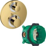 Hansgrohe - facade thermostatique encastré ecostat s avec robinet d'arrêt et inverseur aspect doré poli ... Hansgrohe - facade thermostatique encastré ecostat s avec robinet d'arrêt et inverseur aspect doré poli ...