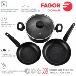 Fagor - s. ofset 2 poles  frire + 1 pot vivant noir aluminium 3004