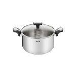 Faitout inox 24cm + couvercle en verre tefal e3014604