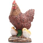 Poule avec poussins en rsine 15 x 11 x 20 cm