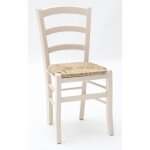 Lot de 2 chaises en bois massif blanc ? assise en paille ? dimensions 43x42x88cm ? hauteur d'assise 47cm ...