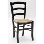Lot de 2 chaises en bois massif noir avec assise en paille ? dimensions 43x42x88cm ? hauteur d'assise ...