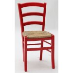 Lot de 2 chaises en bois massif rouge ? assise en paille ? hauteur 88 cm ? largeur 43 cm ? pour cuisine ...
