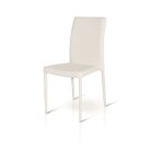 Lot de 4 chaises en simili cuir blanc