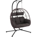 Hinhocker fauteil hamac pour 2 personnes avec chssis marron sige xxl avec coussins et rembourrage de ...