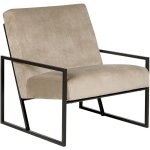 Beliani - fauteuil � accoudoirs droits en m�tal rev�tement en velours taupe et structure en m�tal delary ...
