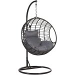 Beliani - fauteuil balancelle suspendu en forme d'oeuf en rotin noir avec support en acier id�al pour ...