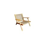 Fauteuil bas en bois dacacia fsc et en resine tressee - 1 personne - merida - vert olive