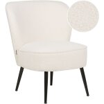 Fauteuil bas en boucle blanc sans accoudoirs pieds obliques en mtal noir voss