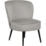 Beliani - fauteuil bas en velours gris clair sans accoudoirs pieds obliques en mtal noir voss