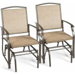 Costway - fauteuil  bascule lot de 2 avec accoudoirs, fait en textilne confortable, chaise  bascule ...