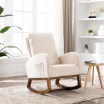 Fauteuil à bascule, confortable rocking chair, 1 poche latérale, avec accoudoirs et dossier capitonné, ... Fauteuil à bascule, confortable rocking chair, 1 poche latérale, avec accoudoirs et dossier capitonné, ...