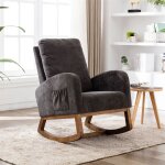 Fauteuil  bascule confortable rocking chair avec accoudoirs et dossier capitonn pieds en bois style ...