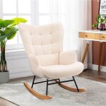 Rocking chair, fauteuil  bascule confortable en tissu, avec accoudoirs et dossier capitonn, pieds en ...