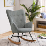 Meubles cosy - fauteuil à bascule confortable en tissu gris avec accoudoirs et dossier rembourrés, structure ... Meubles cosy - fauteuil à bascule confortable en tissu gris avec accoudoirs et dossier rembourrés, structure ...