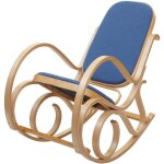Fauteuil � bascule rocking chair en bois clair assise en tissu bleu m10005506