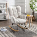 Fauteuil  bascule scandinave, rocking chair en tissu touffet et rembourr pour le salon et la chambre ...