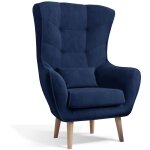 Les tendances - fauteuil bergère velours bleu marine capitonné lazza 80cm Les tendances - fauteuil bergère velours bleu marine capitonné lazza 80cm