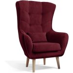 Les tendances - fauteuil bergère velours bordeaux capitonné lazza 80cm Les tendances - fauteuil bergère velours bordeaux capitonné lazza 80cm