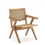 Les tendances - fauteuil bois de chne avec accoudoirs et rotin naturel arkin