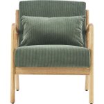 Fauteuil en bois et velours côtelé vert - lanna Fauteuil en bois et velours côtelé vert - lanna