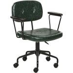 Fauteuil de bureau pivotant et ajustable en cuir pu vert fonc algerita