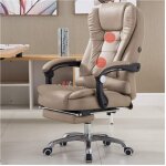 Fauteuil de bureau pivotant et inclinable avec repose - pieds en cuir beige