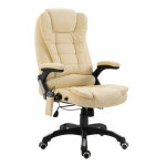 Fauteuil de bureau avec télécommande électrique simili cuir beige grease Fauteuil de bureau avec télécommande électrique simili cuir beige grease