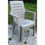 Fauteuil 4 pie'ces cleopatra avec accoudoirs en re'sine antichoc gris tourterelle 56x60x89 cm pour jardin ...