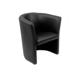 Meubletmoi - fauteuil cabriolet arrondi en simili noir design contemporain - cabri