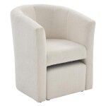 Vente - unique - fauteuil cabriolet et pouf en tissu bouclette blanc jovana