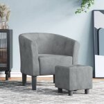 Fauteuil cabriolet avec repose - pied gris fonc� velours