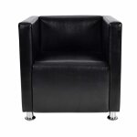 Fauteuil chaise sige lounge design club sofa salon de cube cuir synthtique noir