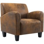 Fauteuil chaise si�ge lounge design club sofa salon marron synth�tique daim