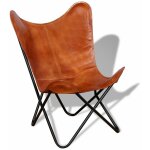 Fauteuil chaise sige lounge design club sofa salon papillon cuir vritable marron