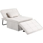 Homcom - fauteuil chauffeuse chaise longue pouf 3 en 1 dossier inclinable 5 niveaux repose - pied rabattable ...