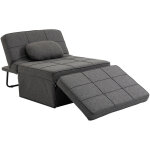 Fauteuil chauffeuse chaise longue pouf 3 en 1 dossier inclinable 5 niveaux repose - pied rabattable chssis ...