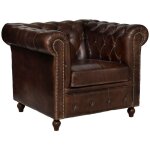 Fauteuil en cuir chester marron atmosphera