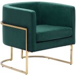 Fauteuil club cabriolet tapissé en velours vert foncé avec structure en acier doré design tendance pour ... Fauteuil club cabriolet tapissé en velours vert foncé avec structure en acier doré design tendance pour ...