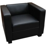 Hhg - jamais utilis] fauteuil club / lounge lille, 86x75x70cm, simili - cuir noir