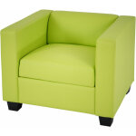 Hhg - jamais utilis] fauteuil club / lounge lille, simili - cuir vert clair