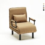 Le roi du relax ? fauteuil convertible 1 place en tissu beige ? m�canisme d'ouverture � rabat ? structure ...